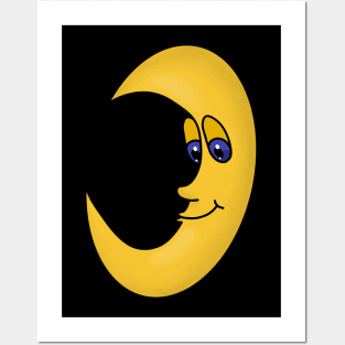Yellow Moon With Blue Eyes Posters and Art